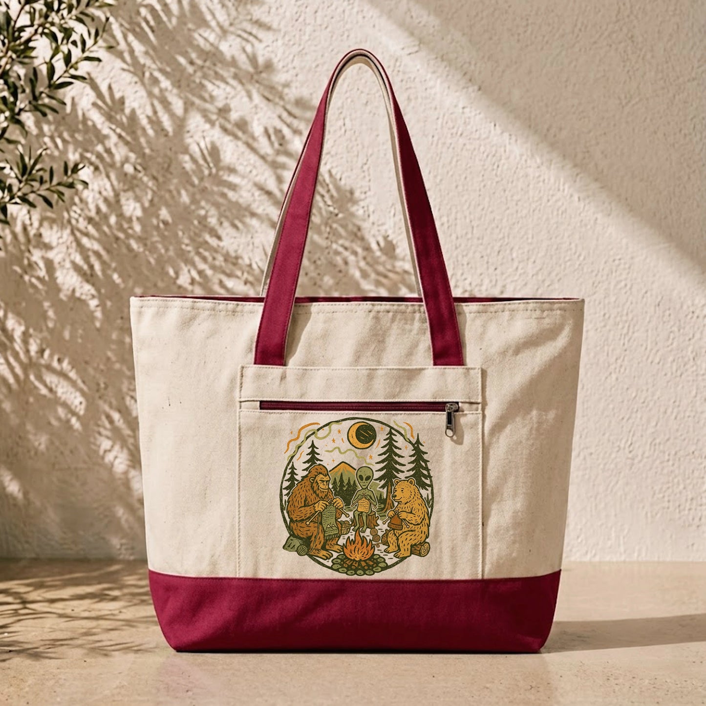Campfire Knitting Friends Tote