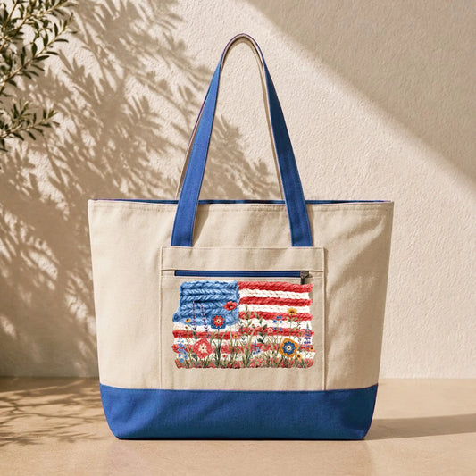 Flowers, Stripes & Skeins Tote