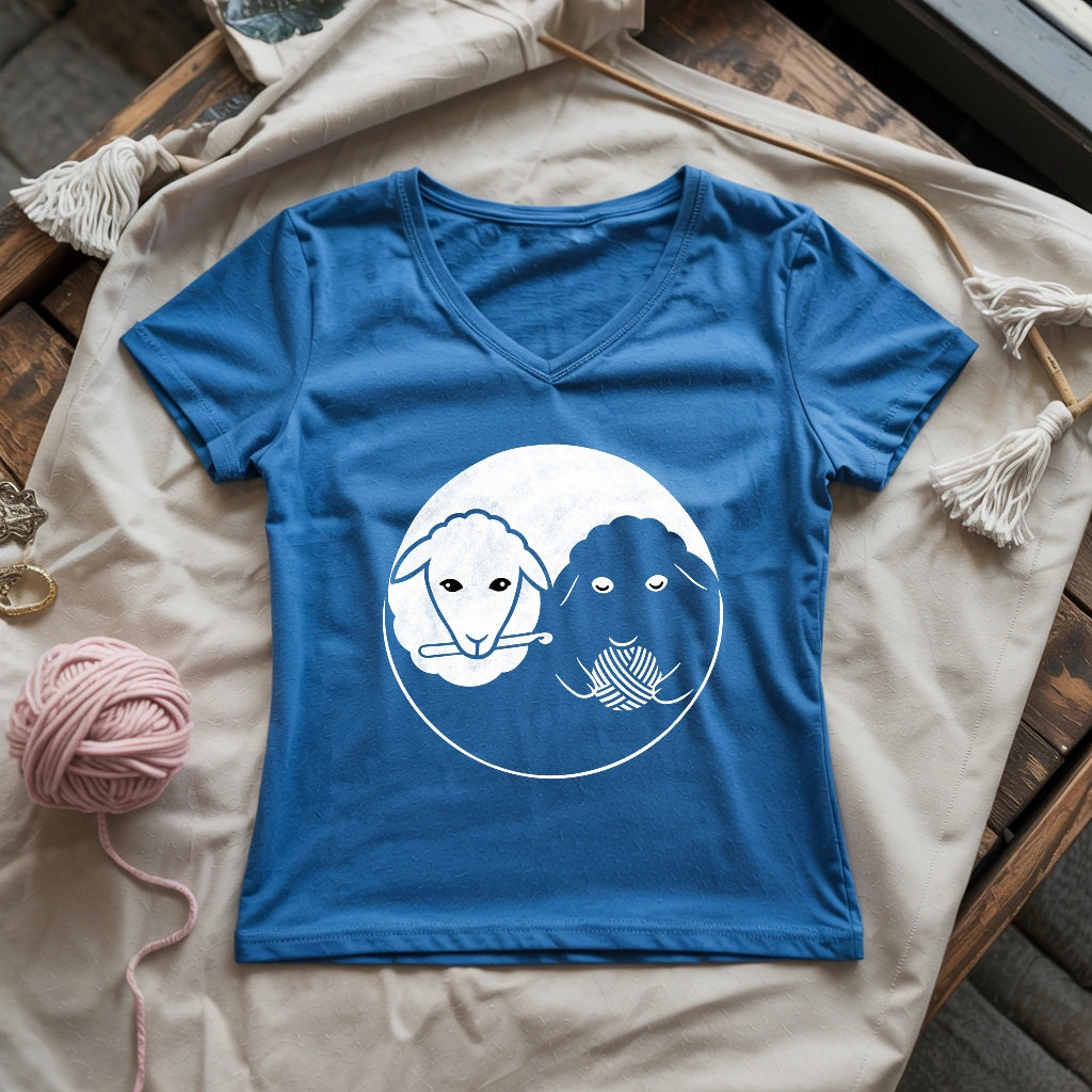 Black & White Sheeps Lady V-neck