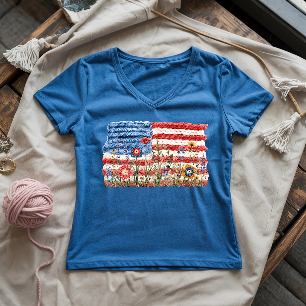 Flowers, Stripes & Skeins Lady V-neck