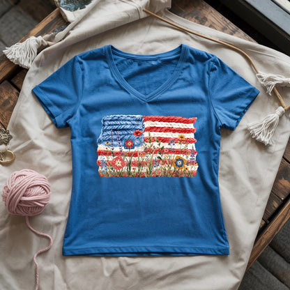 Flowers, Stripes & Skeins Lady V-neck