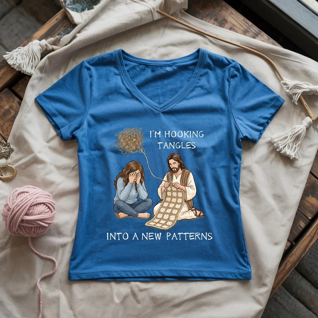 God Crocheting Tangles Lady V-neck