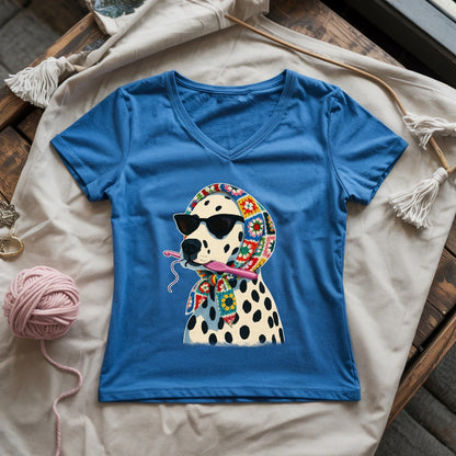 Granny Square Dalmatian Lady V-neck