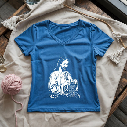 Jesus Crochet Lady V-neck