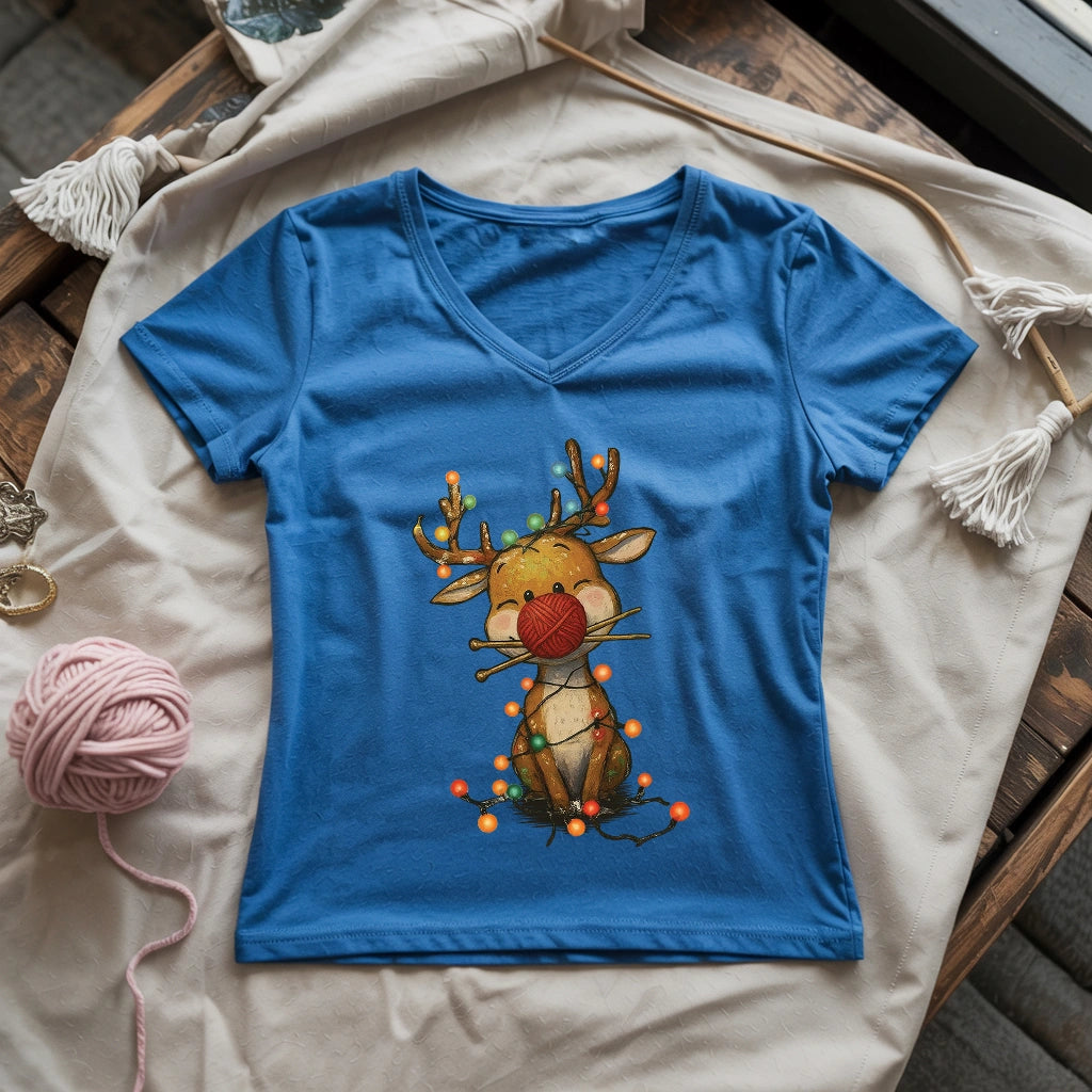 Knitmas Reindeer Lady V-neck