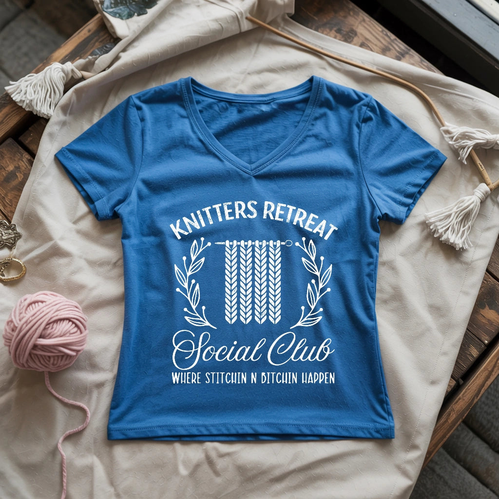 Knitters Retreat Social Club Lady V-neck