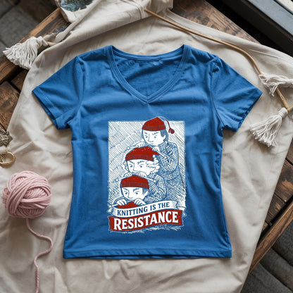 Knitting Is The Resistance Lady V-neck