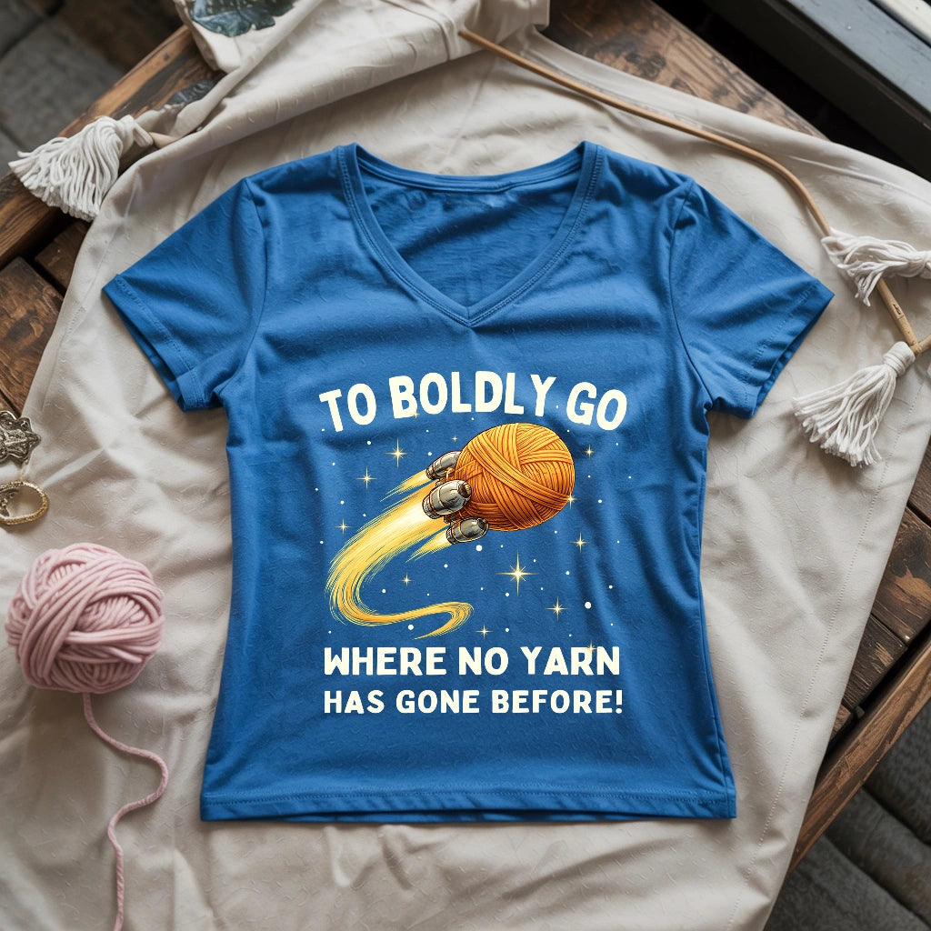 To Boldly Yarn Lady V-neck