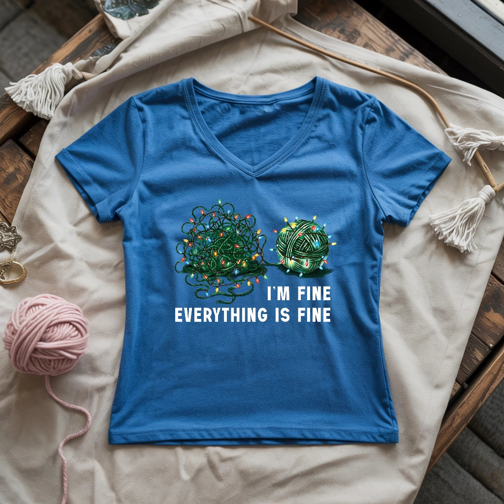 I'm Fine. Everything is Fine Lady V-neck