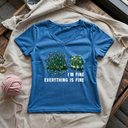 I'm Fine. Everything is Fine Lady V-neck