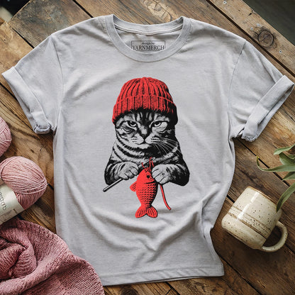 Vintage Crocheting Cat T-shirt
