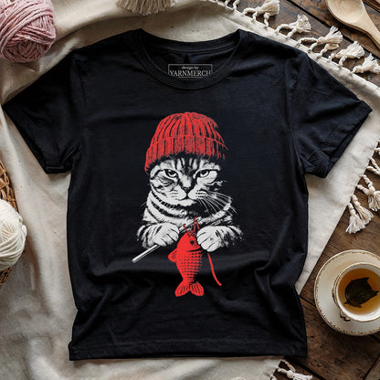 Vintage Crocheting Cat T-shirt