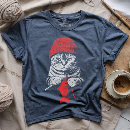 Vintage Crocheting Cat T-shirt