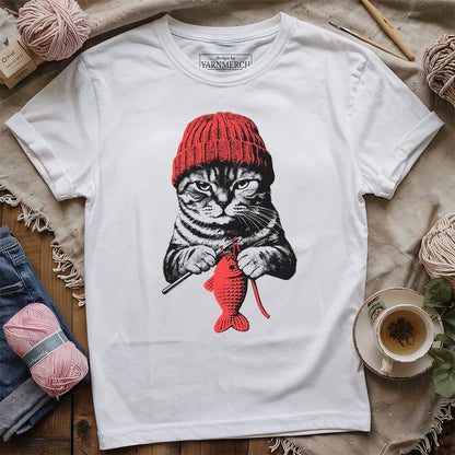Vintage Crocheting Cat T-shirt