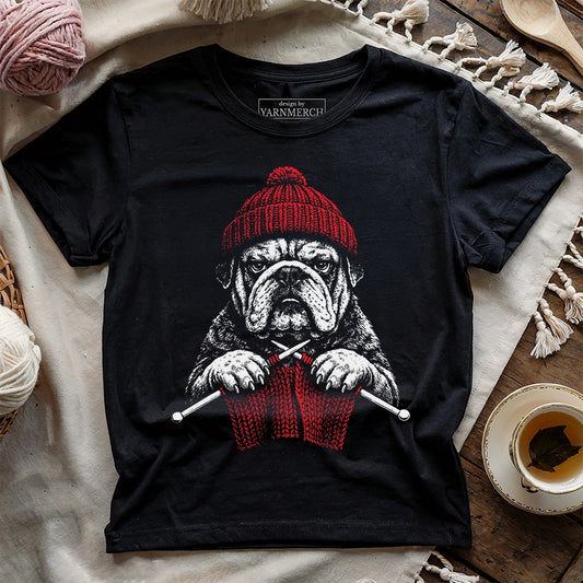 Vintage Knitting Bulldog T-shirt
