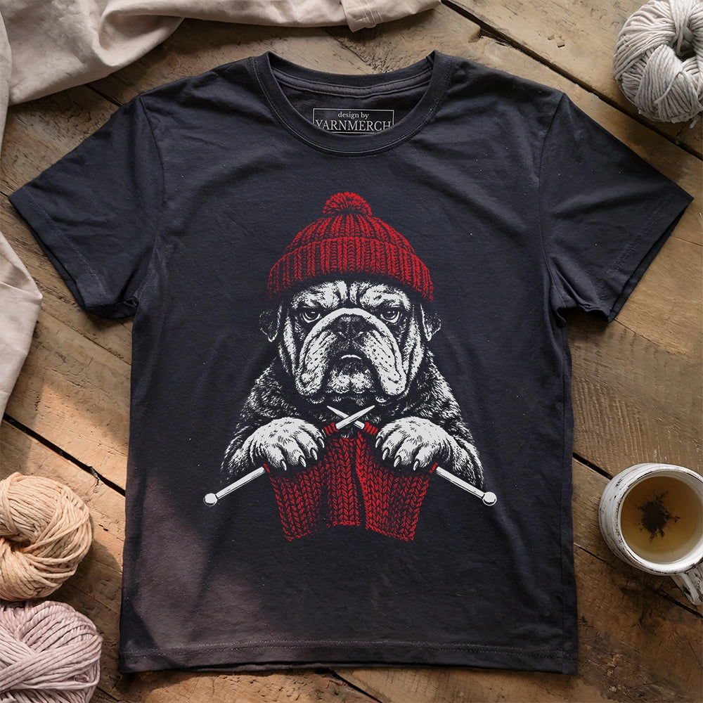 Vintage Knitting Bulldog T-shirt