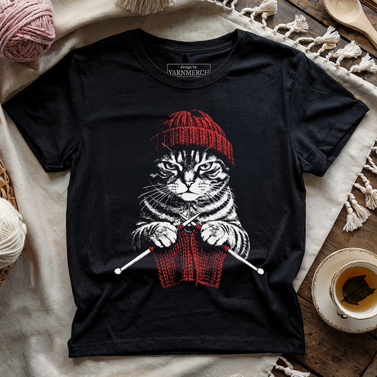 Vintage Knitting Cat T-shirt