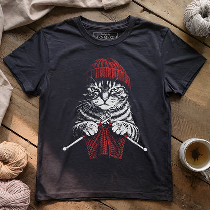 Vintage Knitting Cat T-shirt