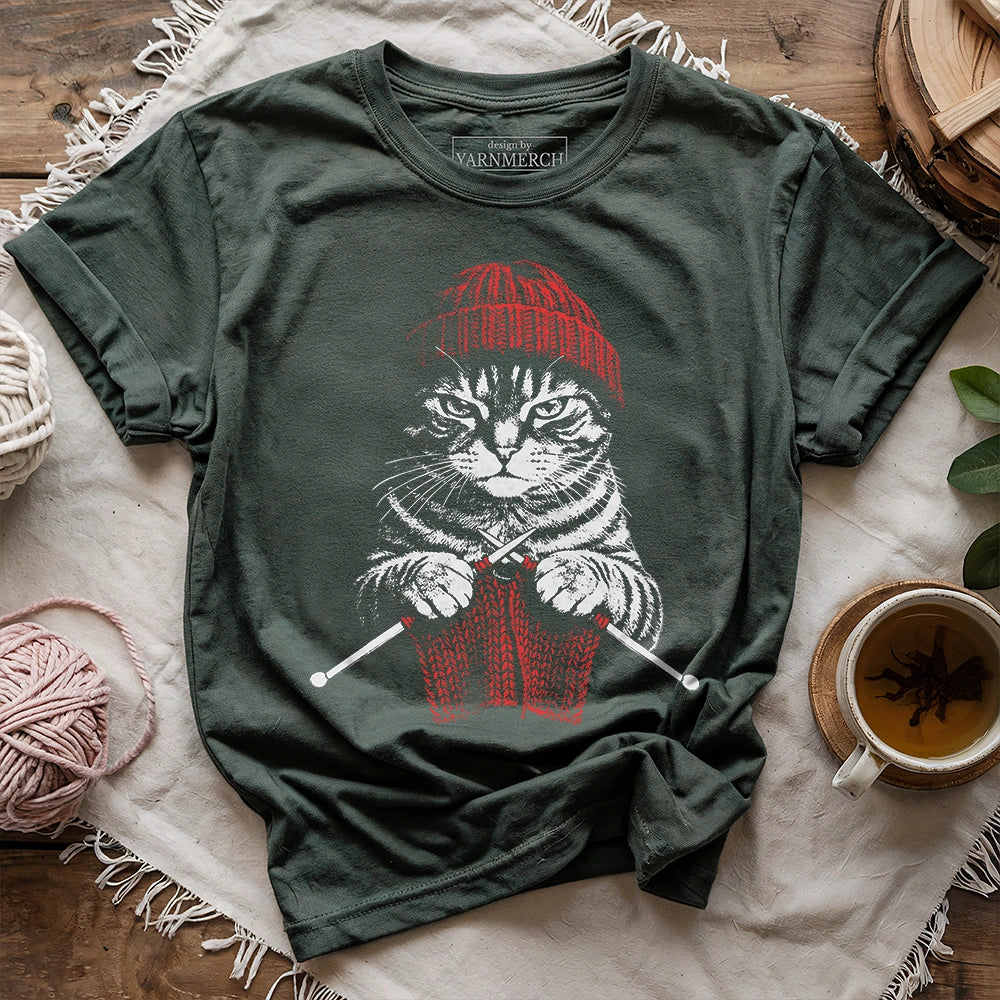Vintage Knitting Cat T-shirt