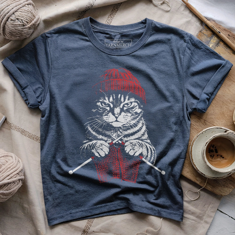 Vintage Knitting Cat T-shirt