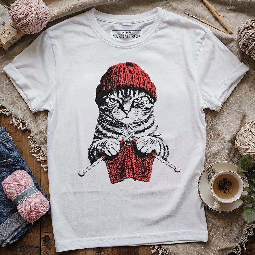 Vintage Knitting Cat T-shirt