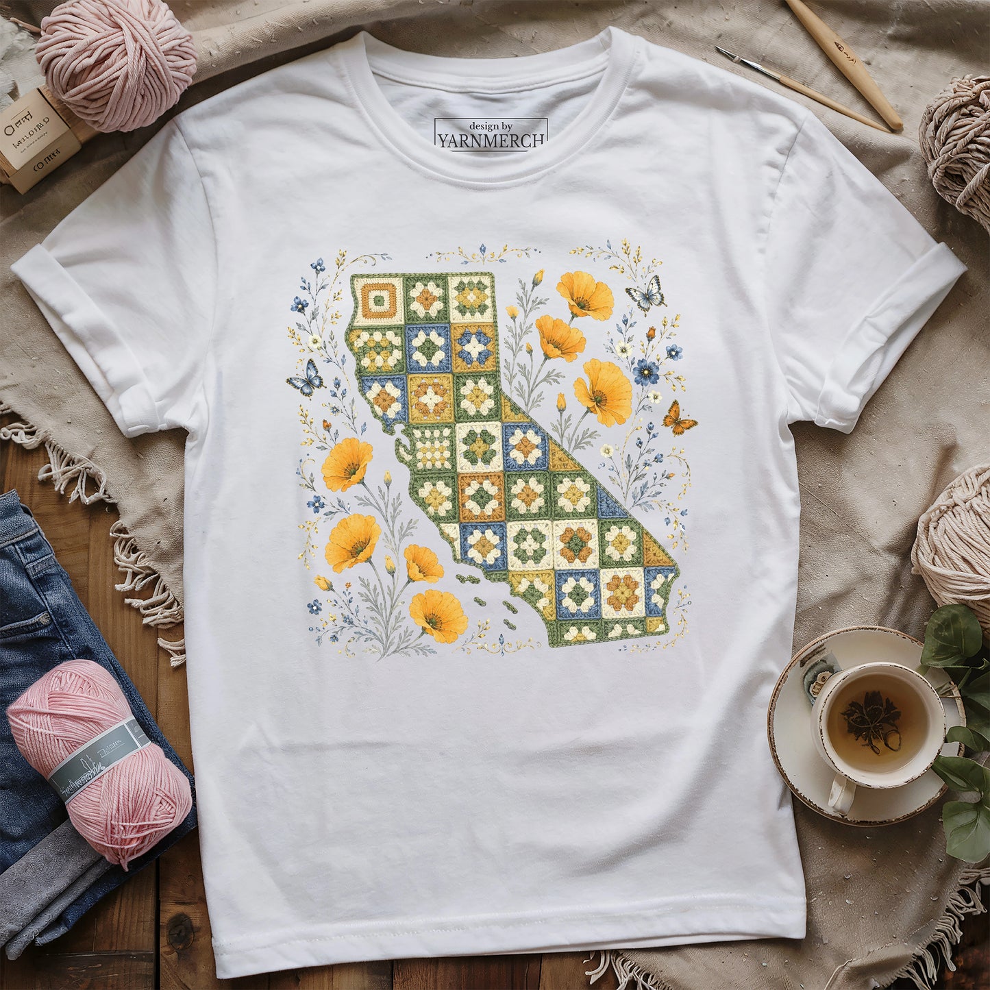 California In Granny Squares T-shirt