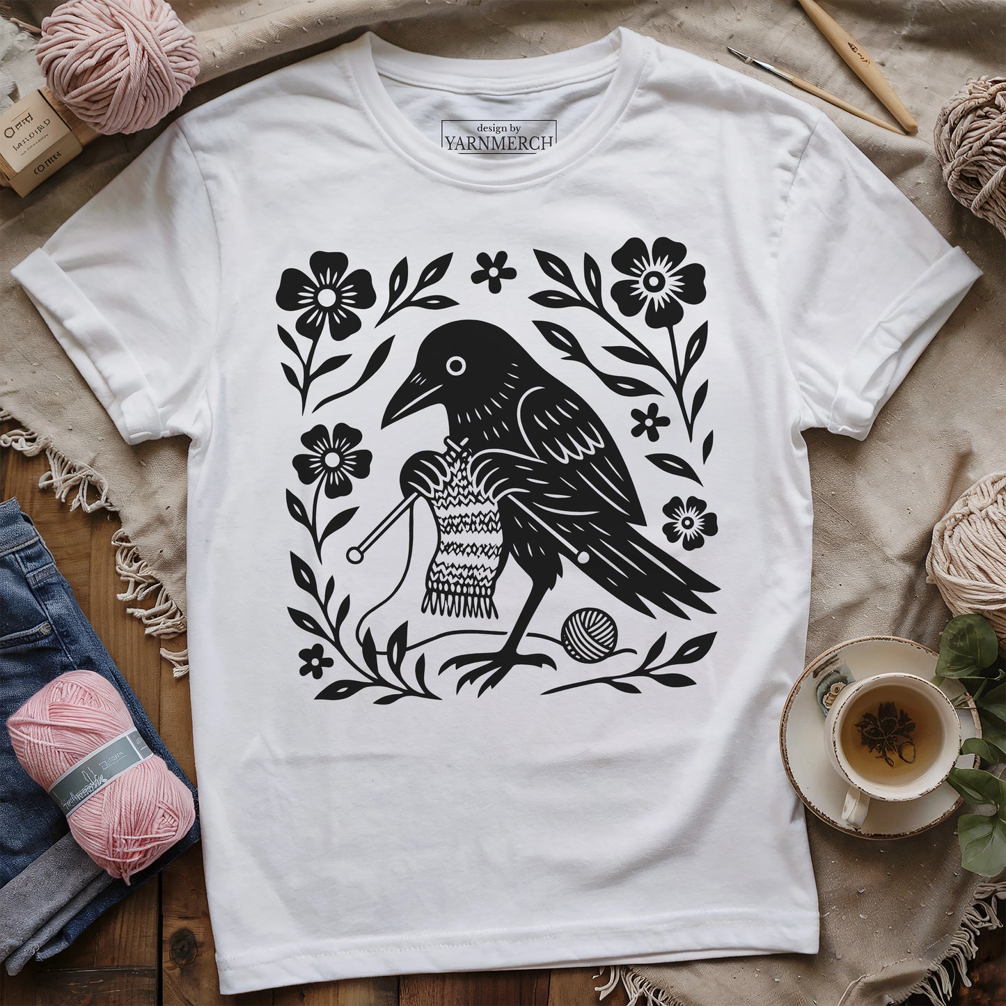 Crow Knitting T-shirt