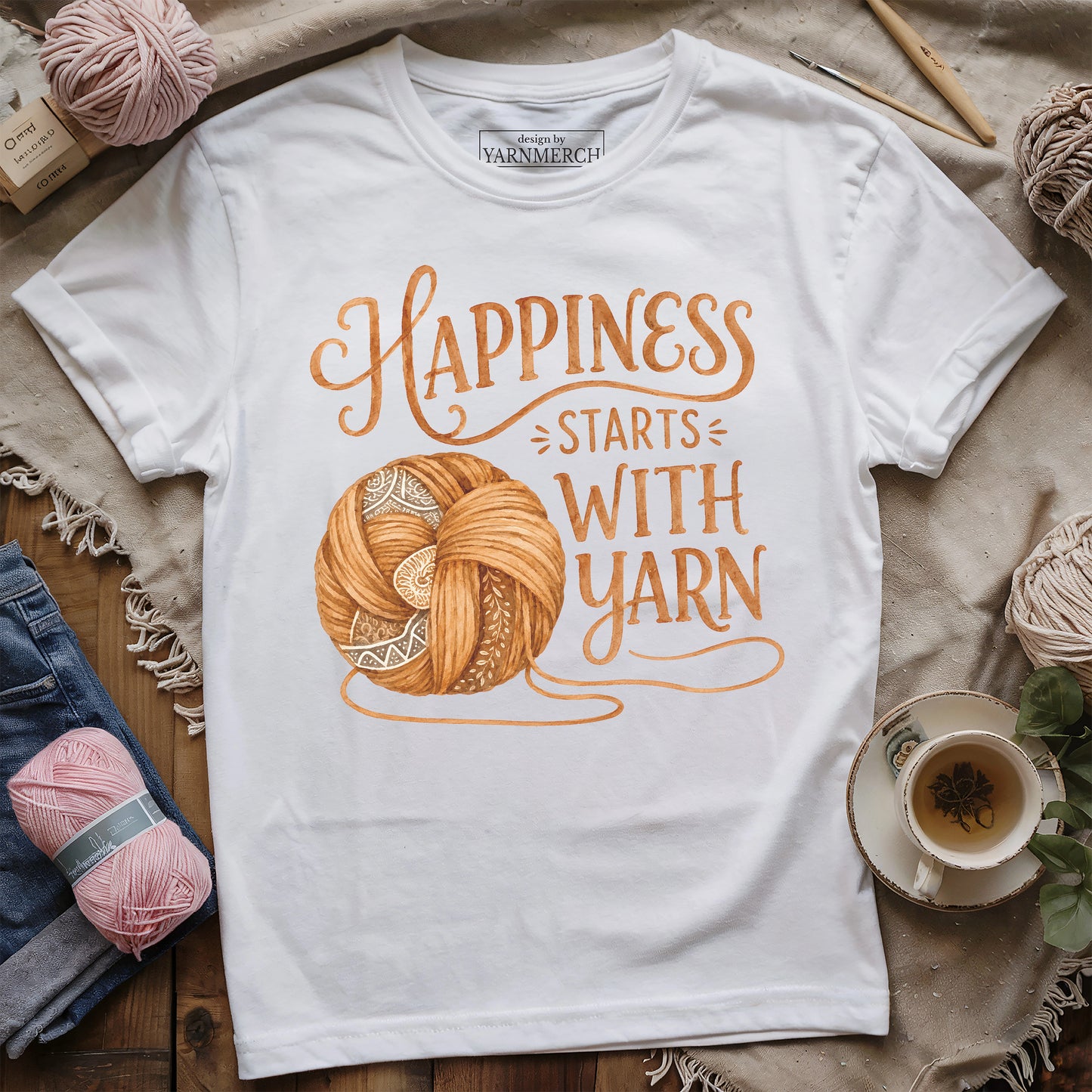 Happiness Starts With Yarn T-shirt
