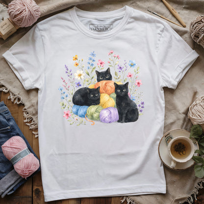 I Like Yarn, Flowers And. Three Cats T-shirt