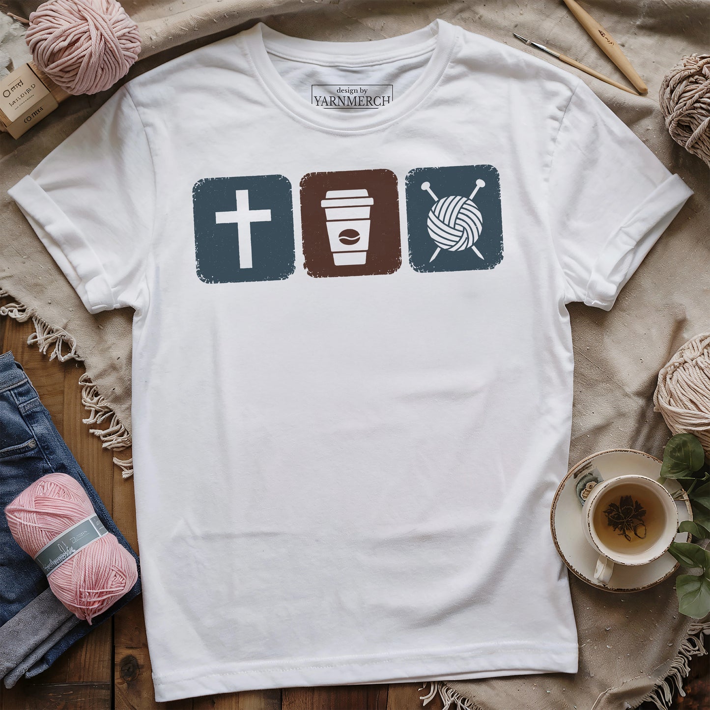 Jesus, Coffee & Knitting T-shirt