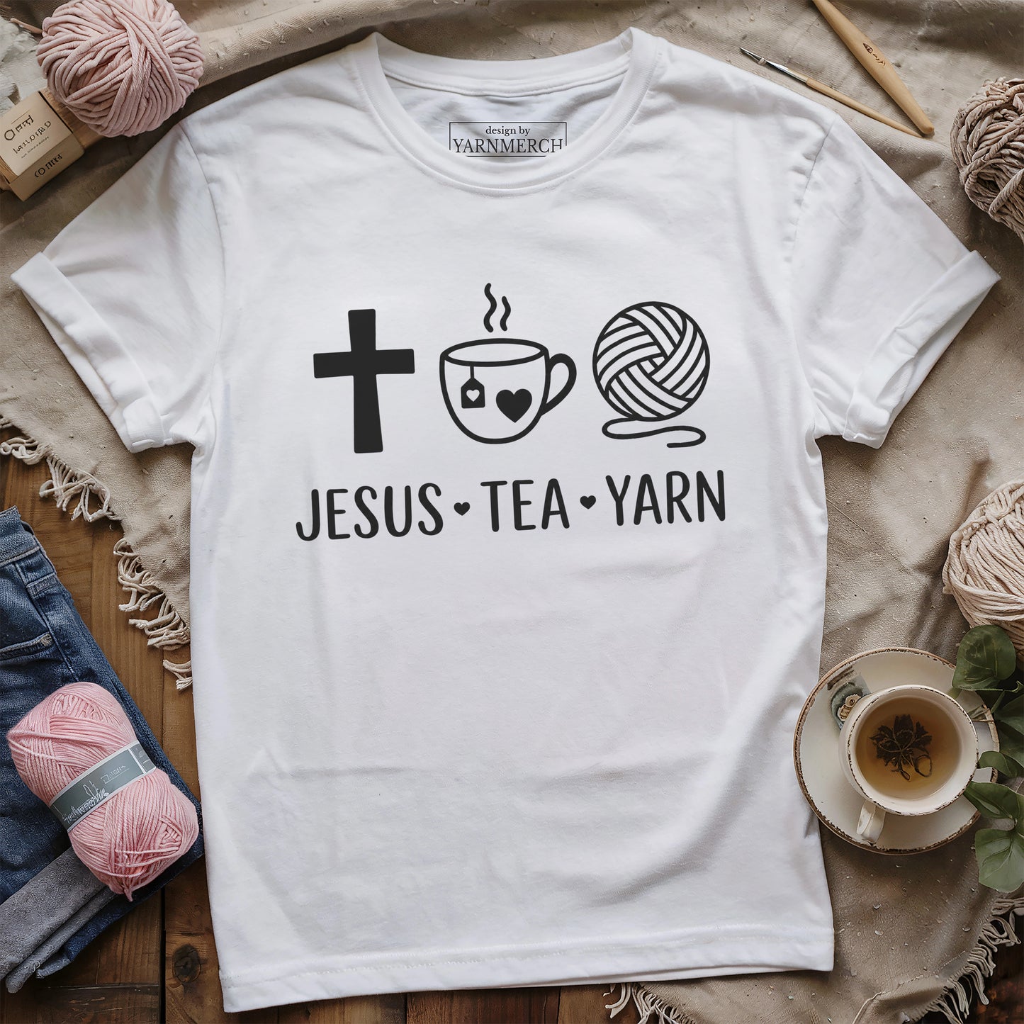 Jesus, Tea & Yarn T-shirt