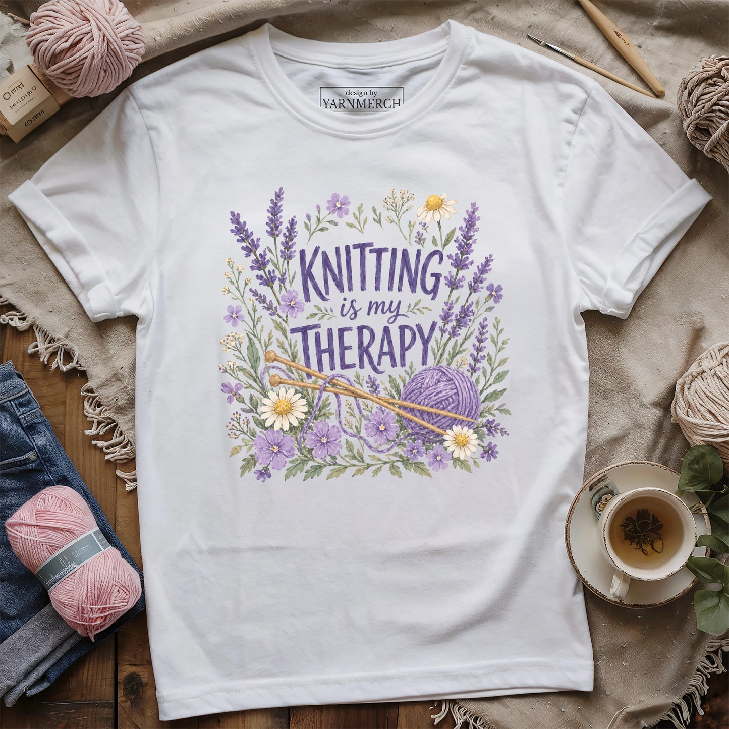 Knitting Is My Therapy T-shirt
