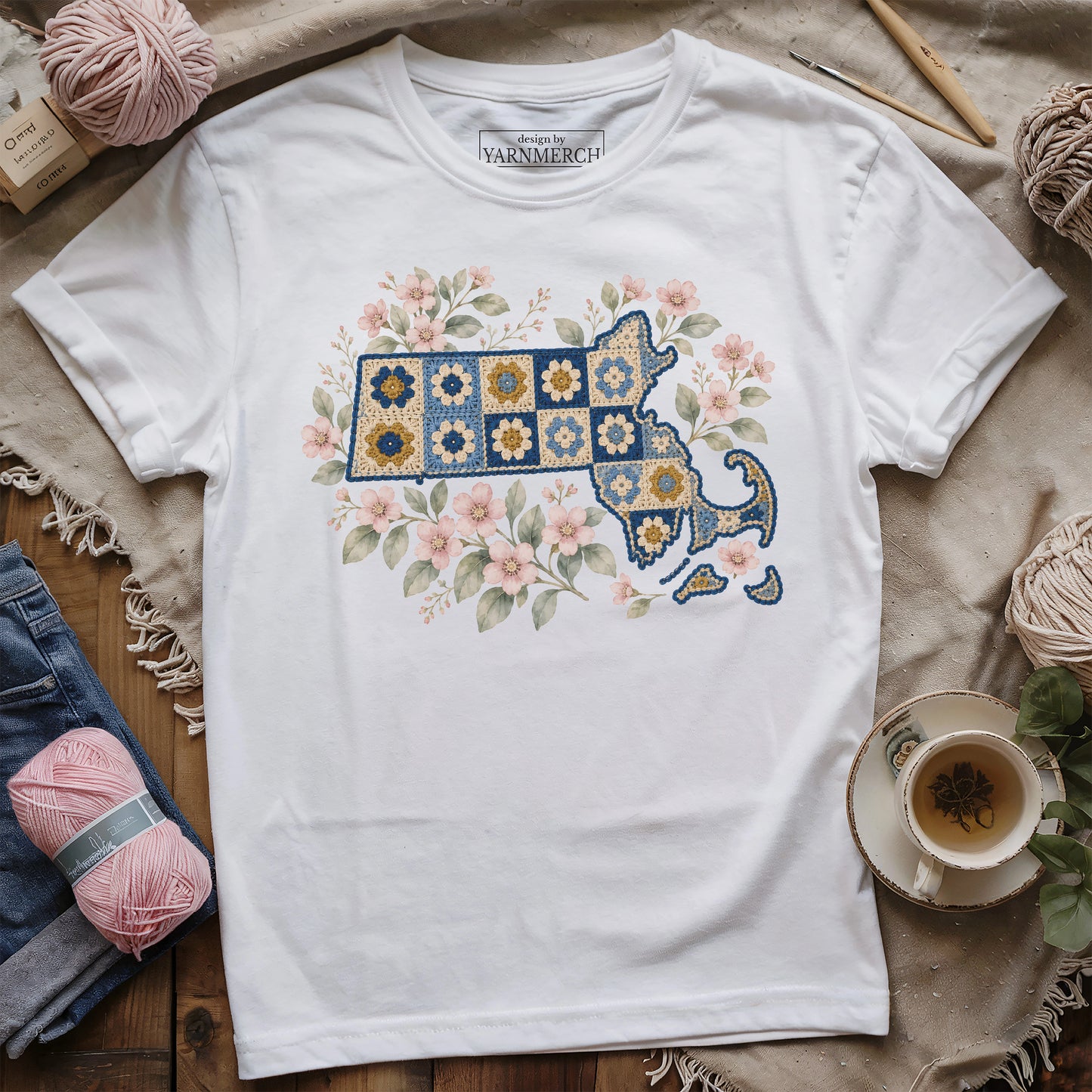 Massachusetts In Granny Squares T-shirt