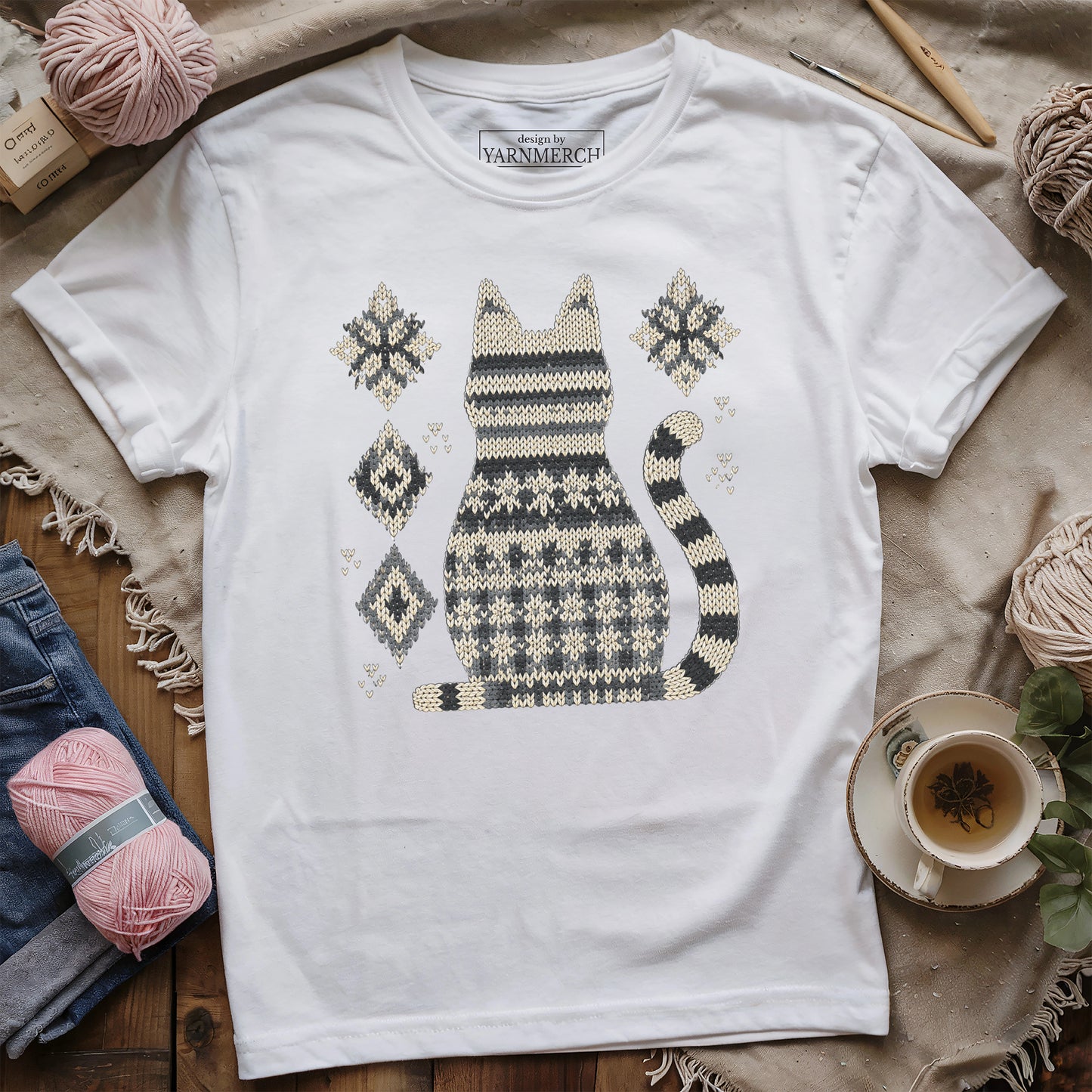 Pattern Black Cat T-shirt
