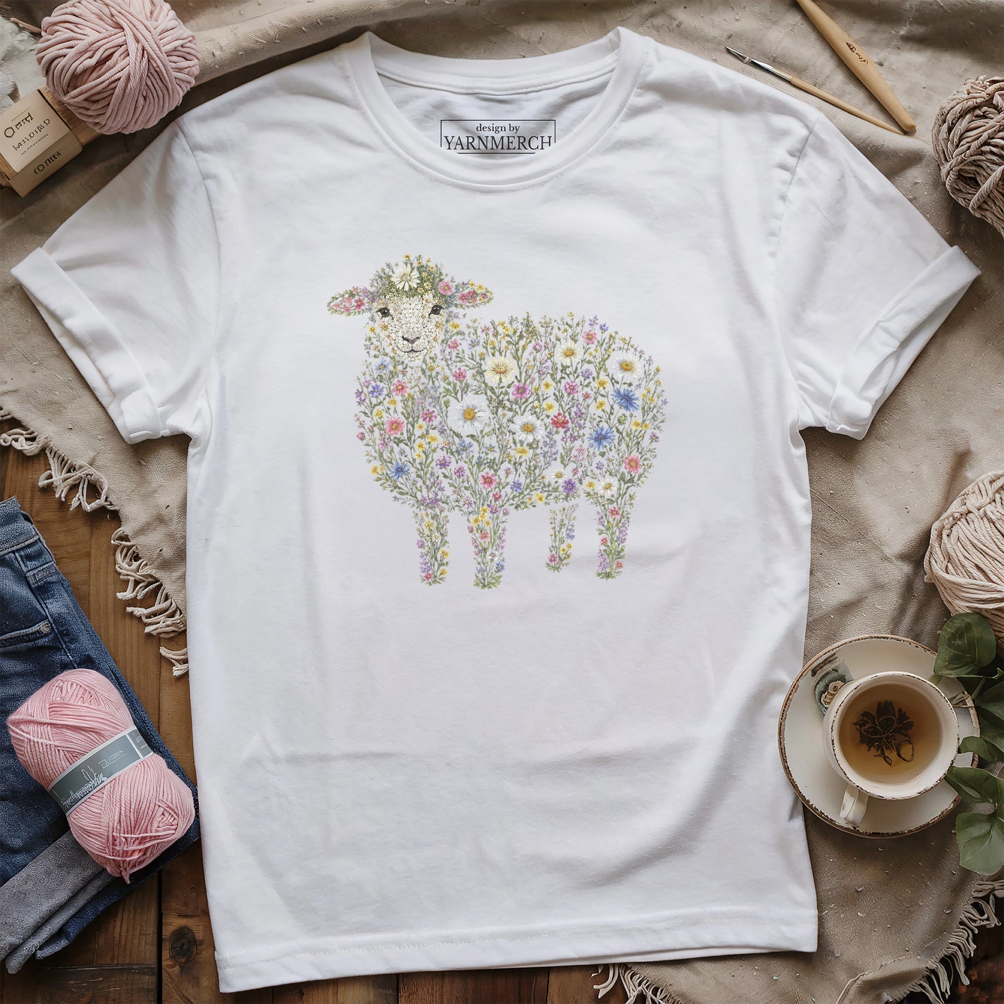 Sheep Made By Flowers T-shirt