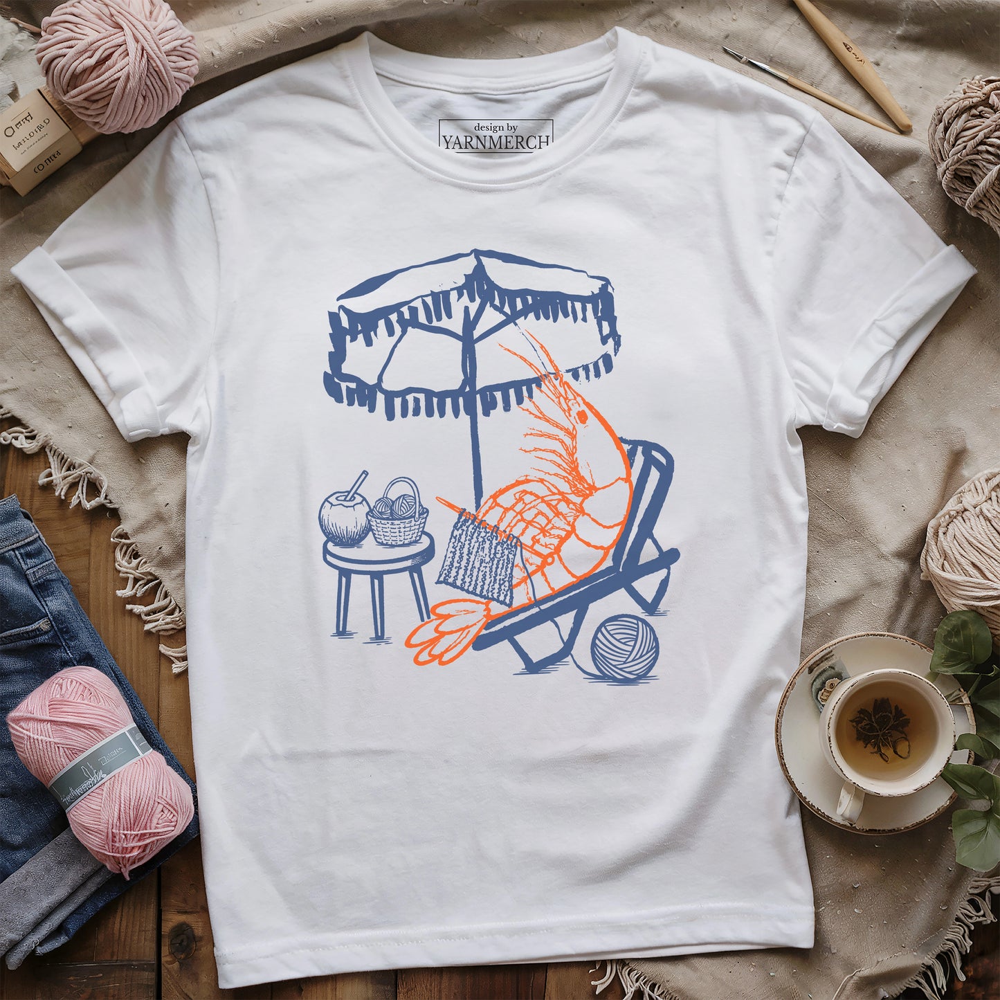 Shrimp Knitting T-shirt