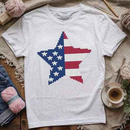 USA Star Knitting Chart T-shirt