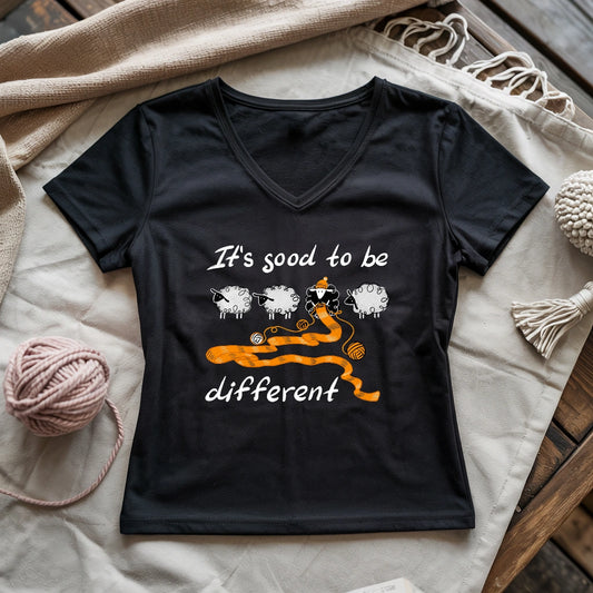 Be Knitting Sheep Lady V-neck