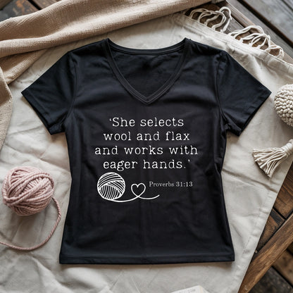 Crochet In Bible Lady V-neck