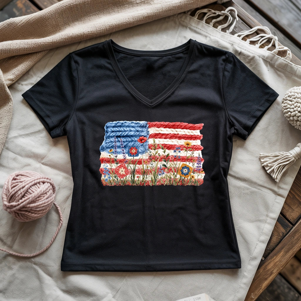 Flowers, Stripes & Skeins Lady V-neck