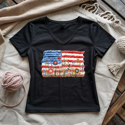 Flowers, Stripes & Skeins Lady V-neck