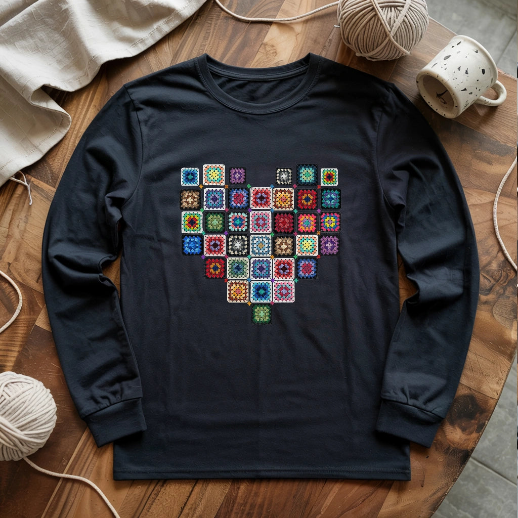 Granny Squares Heart Long Sleeve T-shirt