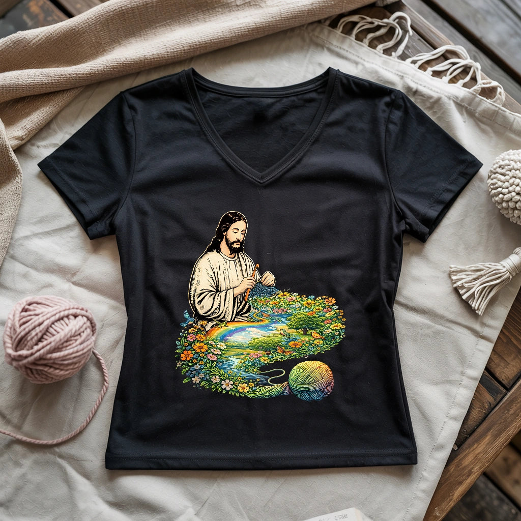 Jesus Crochet Life Lady V-neck