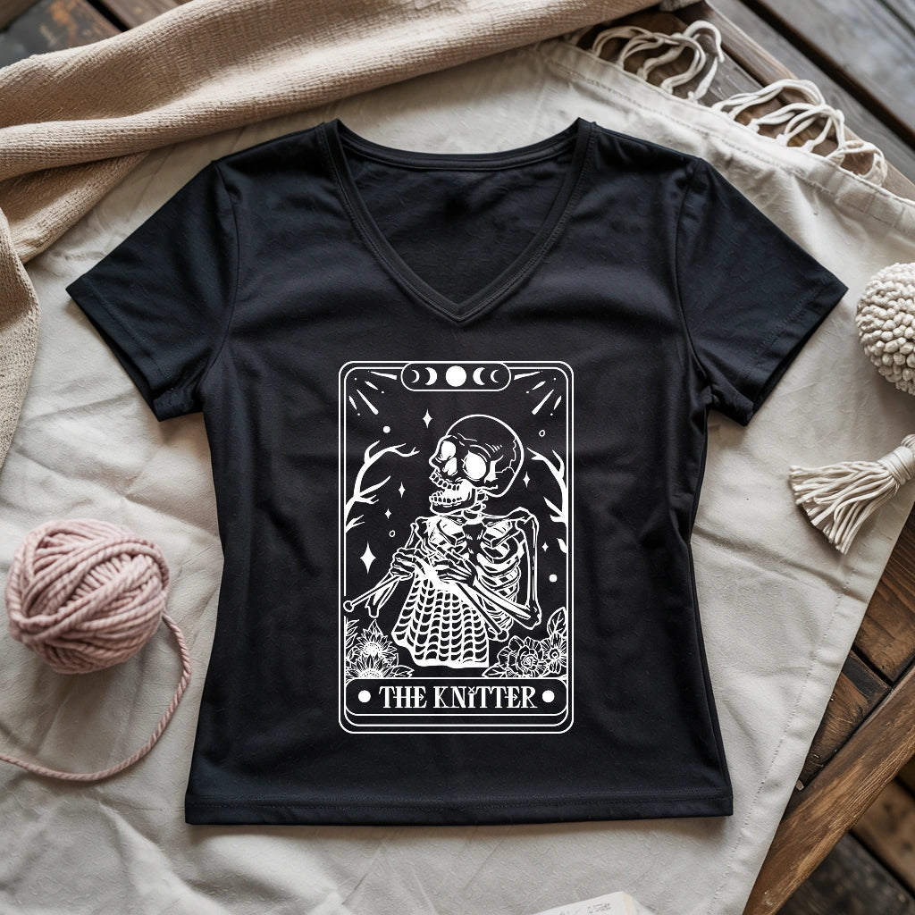 Knitter Tarot Card Lady V-neck