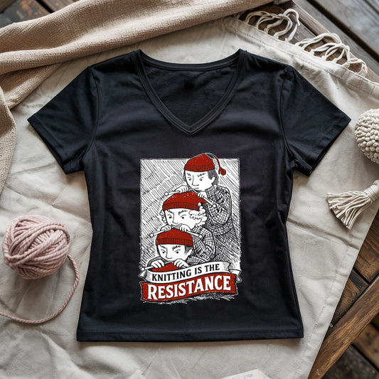 Knitting Is The Resistance Lady V-neck