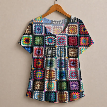 Mixed Granny Squares Blouse