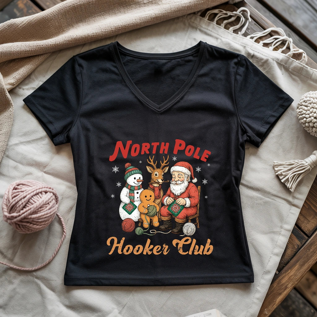 North Pole Crochet Club Lady V-neck