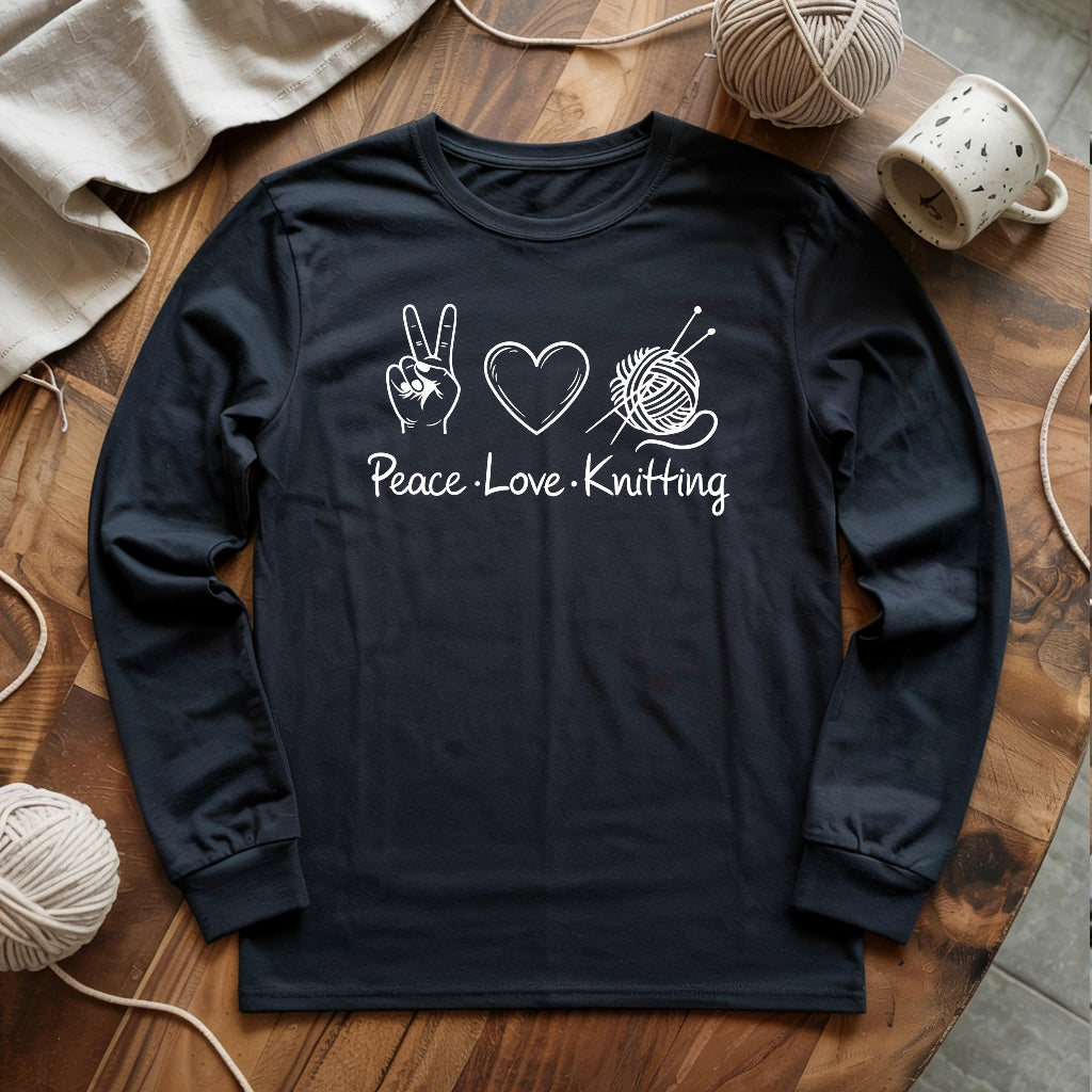 Peace Love Knitting Long Sleeve T-shirt
