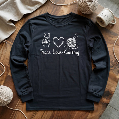 Peace Love Knitting Long Sleeve T-shirt