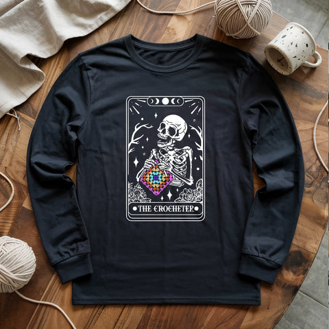 Skeleton Crocheter Tarot Long Sleeve T-shirt
